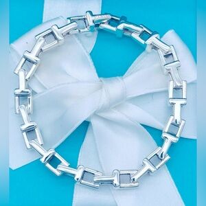 Tiffany & Co SS Retired Thick T Link Bracelet 7.75” EUC